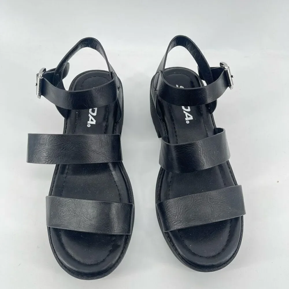 SODA Account Girls Black Platform Sandals Size 3 Y2K Chunky Heel Open Toe Shoes
